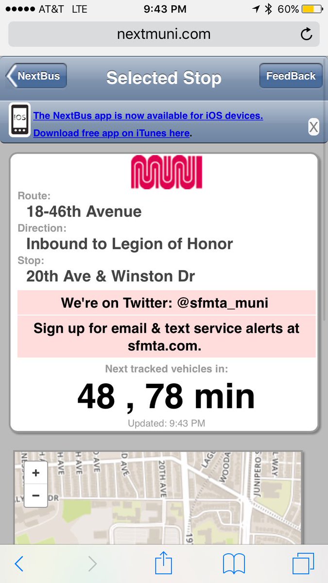 the1846diaries's tweet image. @sfmta_muni the 18 thinks 1 minute is 6 minutes apparently. Then the bus disappeared. #muniproblems