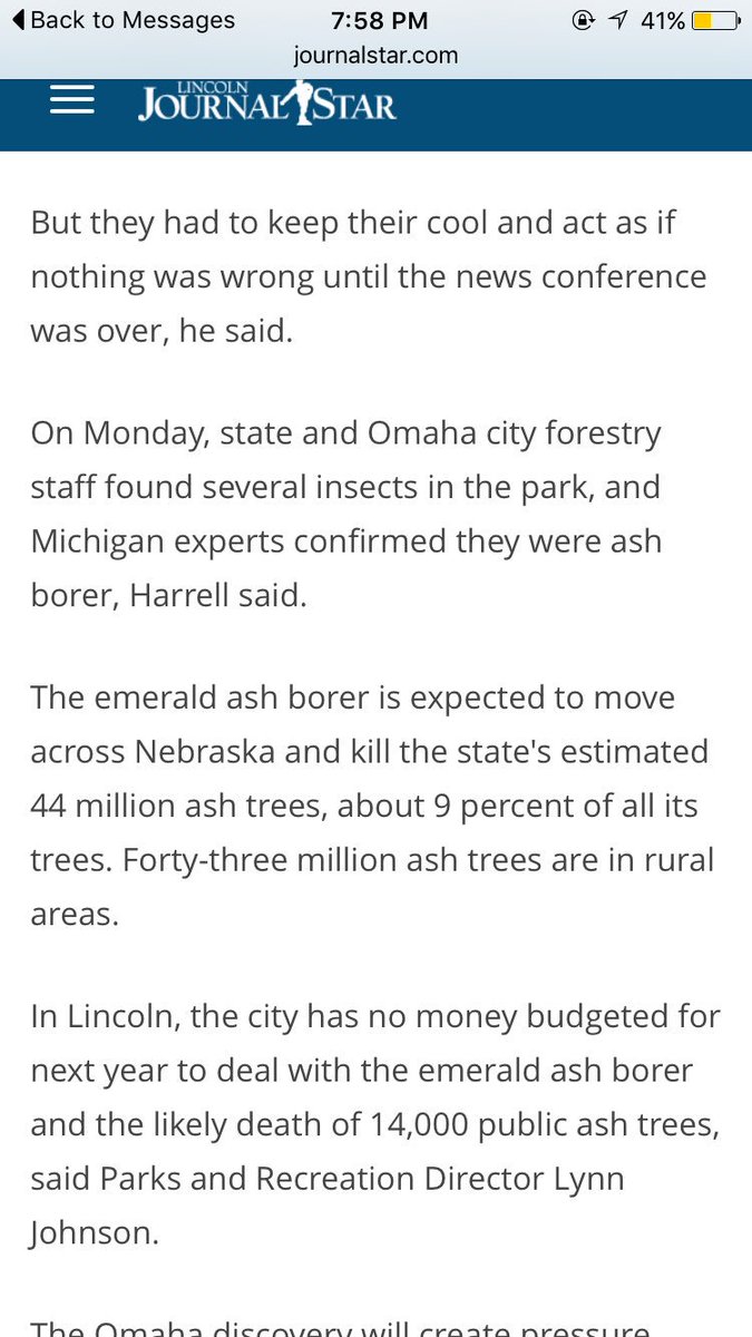lseMayorsClub's tweet photo. The emerald ash borer has official been found in Omaha. https://t.co/2mUUvlAIpG
