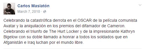 Avatar (2): "Celebrando la catastrófica derrota en el Oscar de la película comunista Avatar"