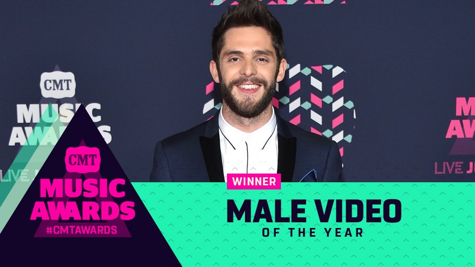 CMT's tweet image. MALE VIDEO OF THE YEAR GOES TO...@ThomasRhett, &quot;Die A Happy Man.&quot; #CMTawards
