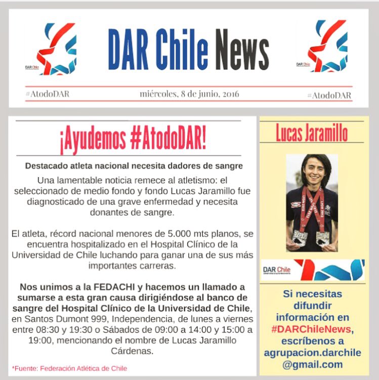 ⚪️🔵🔴 ¡UN DEPORTISTA NOS NECESITA! 🙏🏼 Sumémonos a esta causa y ayudemos a Lucas a ganar su carrera más importante❤️🏃🏻