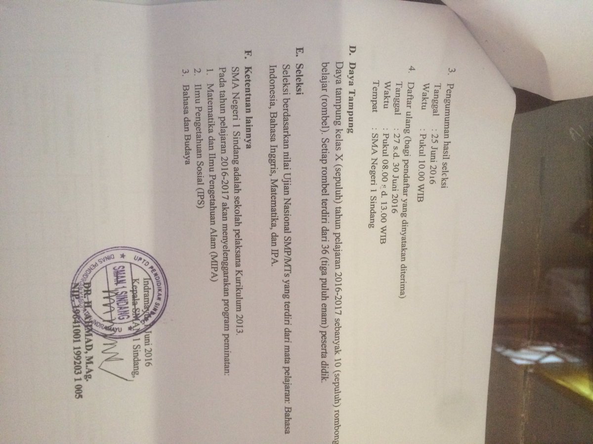 Berikut adalah panduan penerimaan peserta didik baru SMAN 1 Sindang. Be the next CHAMPIONS! <a href="/kotaindramayu/">Kabupaten Indramayu</a>