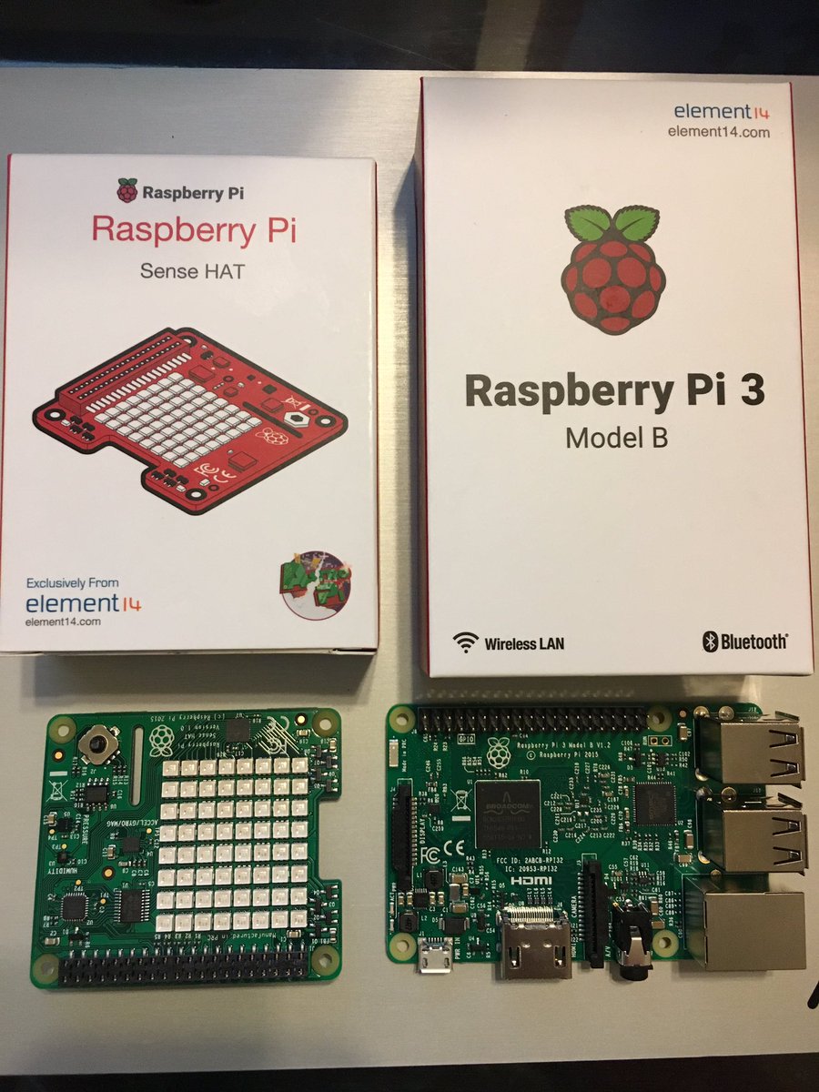 csantanapr's tweet photo. Nothing better than getting Father's Day present a few days early 🙌 @Raspberry_Pi + #SenseHAT #HackingWeekend https://t.co/BVrnLKkJn8