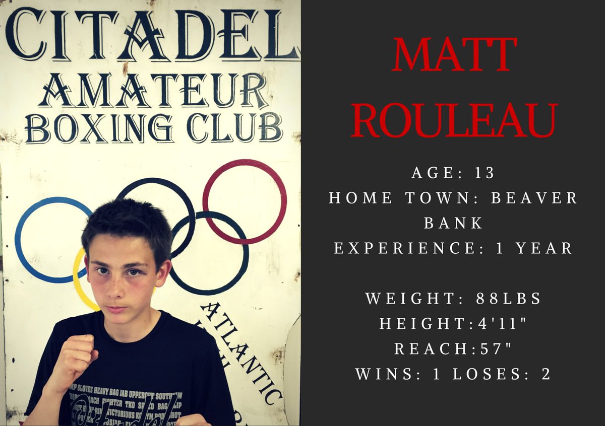 CitadelBoxing's tweet image. Tale of Tape for Saturday's Fights! @BoxNovaScotia