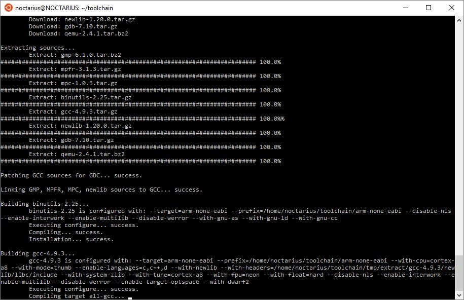 noctarius2k's tweet photo. Compiled a #Dlang #ARM #Crosscompiler in #BashOnWindows :) - basic troubleshooting thanks to #WindowsDefender =/ https://t.co/oorfkZQERf