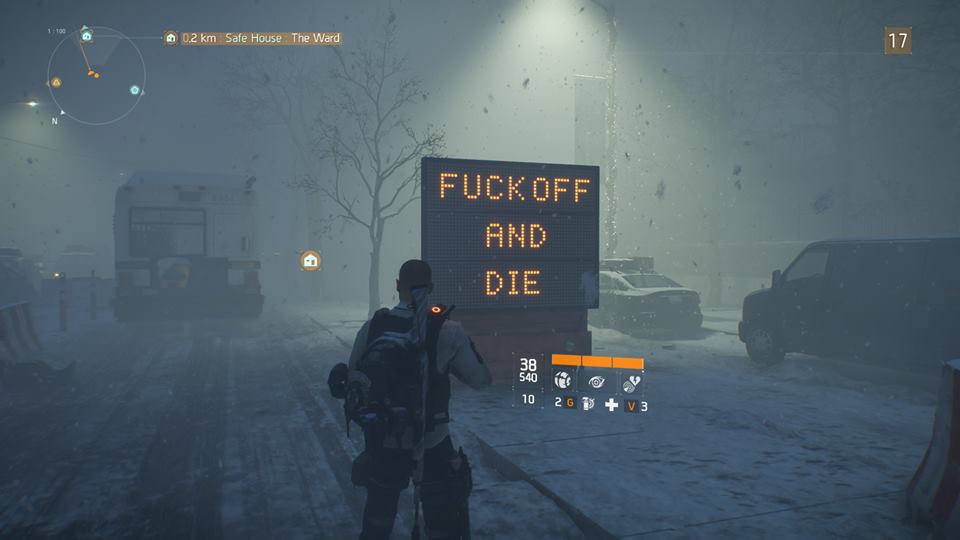 Hidelines's tweet photo. Toujours sympa l’accueil sur #TheDivision ! https://t.co/gTBZEo9HXq