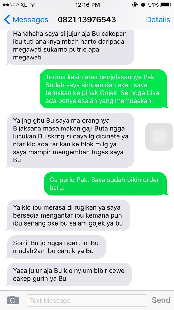 Dear <a href="/gojekindonesia/">Gojek Indonesia</a> , tolong ditindaklanjuti driver yg berprilaku spt ini. Yg plg kurang ajar adlh 2 sms terakhir.