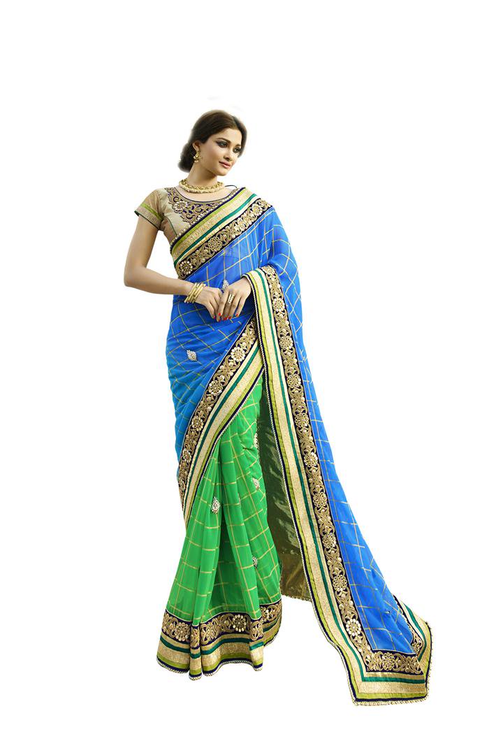 suryasarees's tweet photo. #Blue and #green color #chiffon saree with #zari #resham and #Stoneworksaree with #fanacy #laceborder #saree #sari https://t.co/ntlUySIcYl