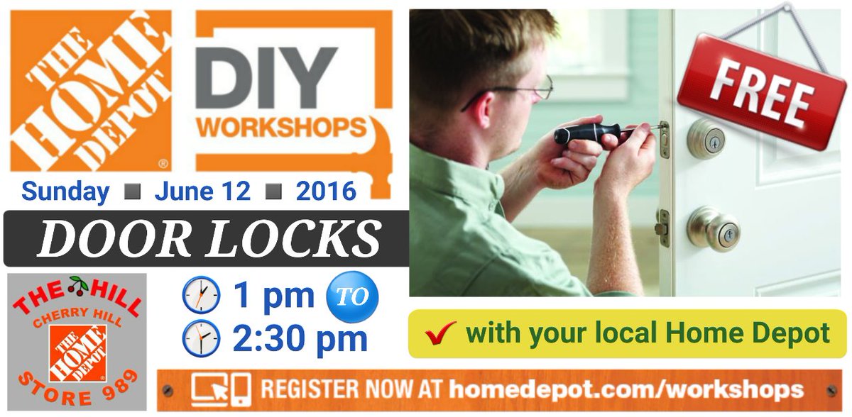 👀Join us @ our #DIYworkshop to learn how to install a new 🔒 for your🏠❕ @homedepot 💻 thd.co/1X8Tgip <a href="/thd0989/">Oscar the Retired Home Depot cat</a>