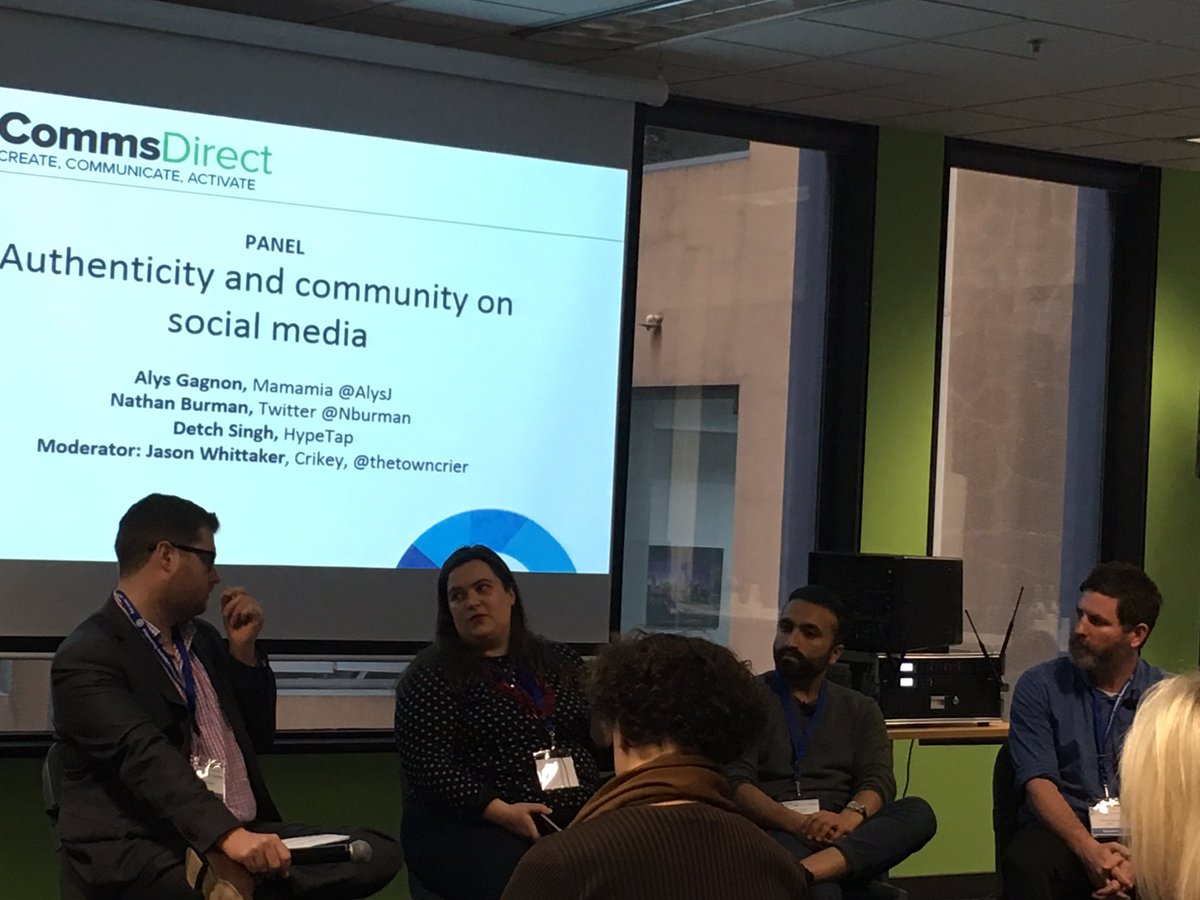 mariac's tweet photo. .@NBurman talking about the live power of Twitter with @AlysJ @thetowncrier at #CommsDirect https://t.co/fSx4pgKstd