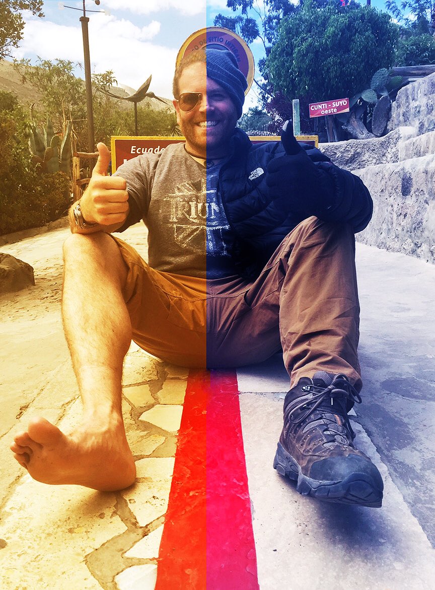 joshuagates's tweet photo. Dressing for adventure at the #Equator. #SHemisphere #NHemisphere #ExpeditionUnknown @travelchannel https://t.co/1KQOQHBR8G