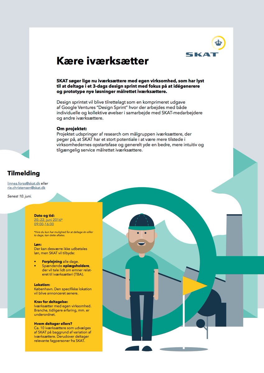 janedaja's tweet photo. Vi søger #iværksættere m egen virksomhed: spændende #designsprint i #SKAT m #slutbrugerfokus &amp; #innovation i centrum https://t.co/1Al9V6Twbj