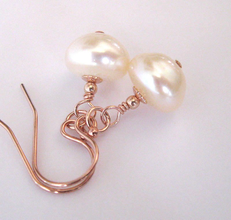 Freshwater Pearl Rose Gold Filled Earrings, Baroque Pearls Natur… etsy.me/1YlFJp6 #giftforher #jewelryonetsy