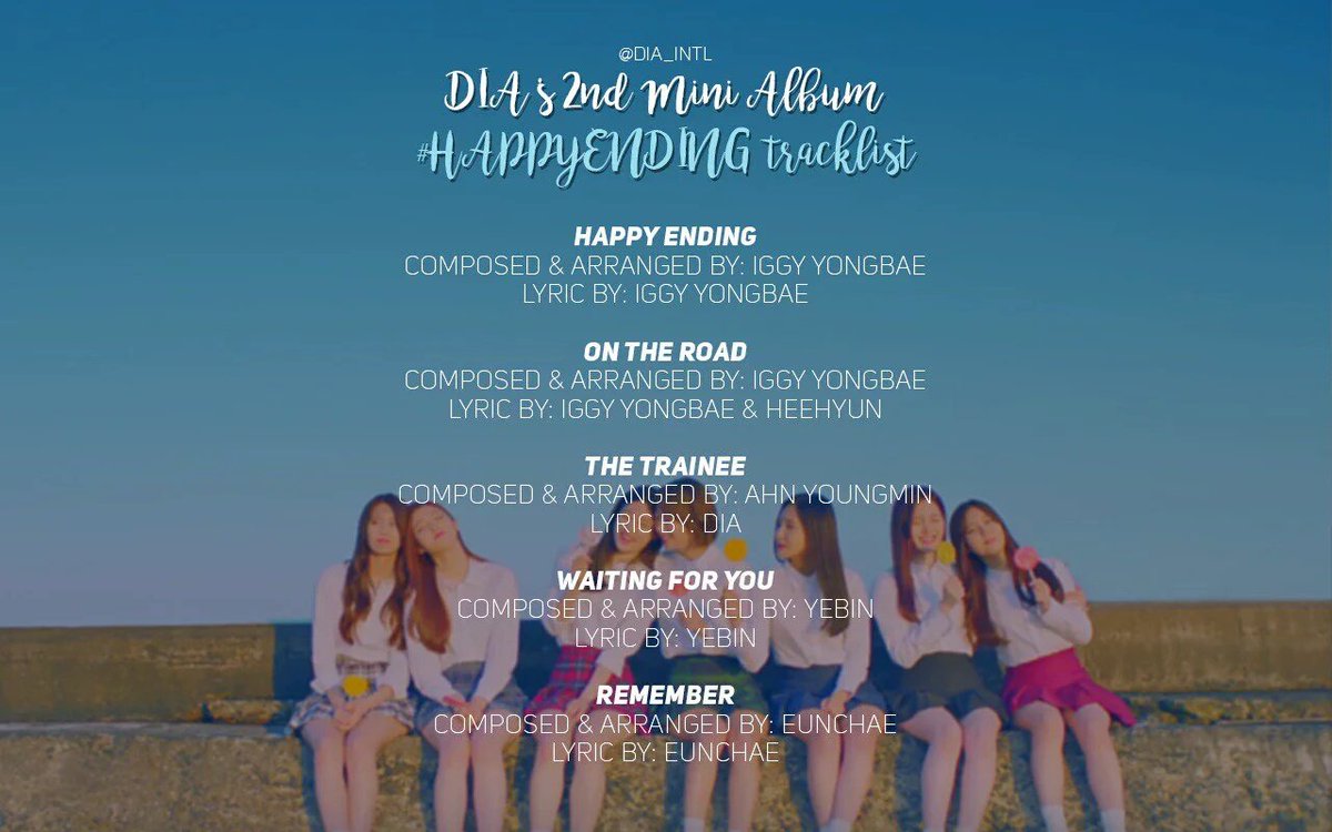 NM_Queen's tweet photo. เพลง #DIA 
On the road พี่กีแต่งเนื้อ
The Trainee ไดอาแต่งเนื้อ
Wating for you เยบินเนื้อ+ทำนอง
Remember อึนแชเนื้อ https://t.co/7X4AxhXPlF