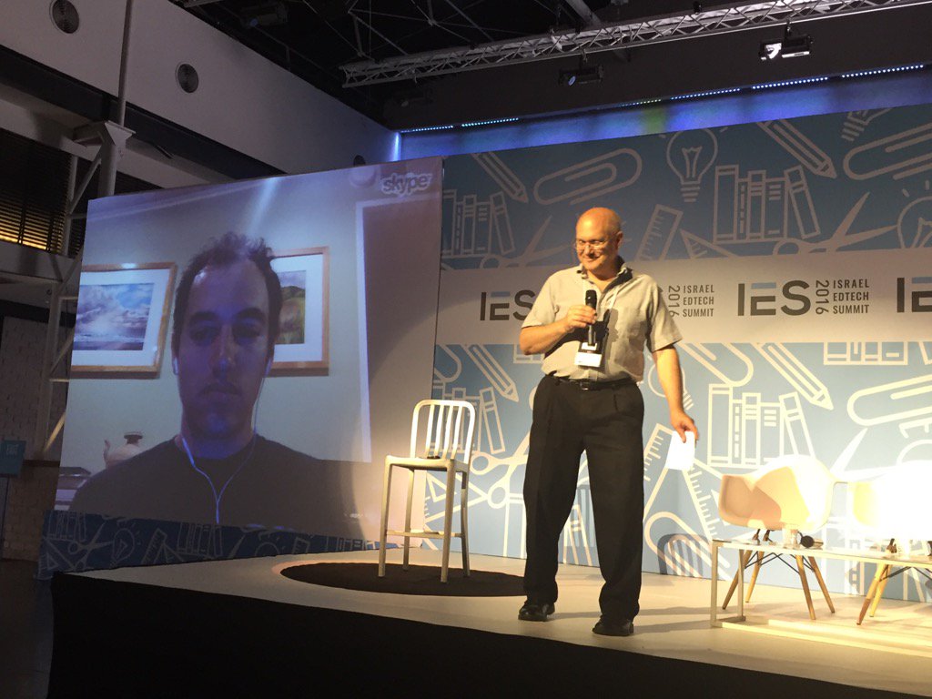 EastWindAdv's tweet image. Matt Pasternack from Clever skyping in to IES2016 #edtechisrael #clever