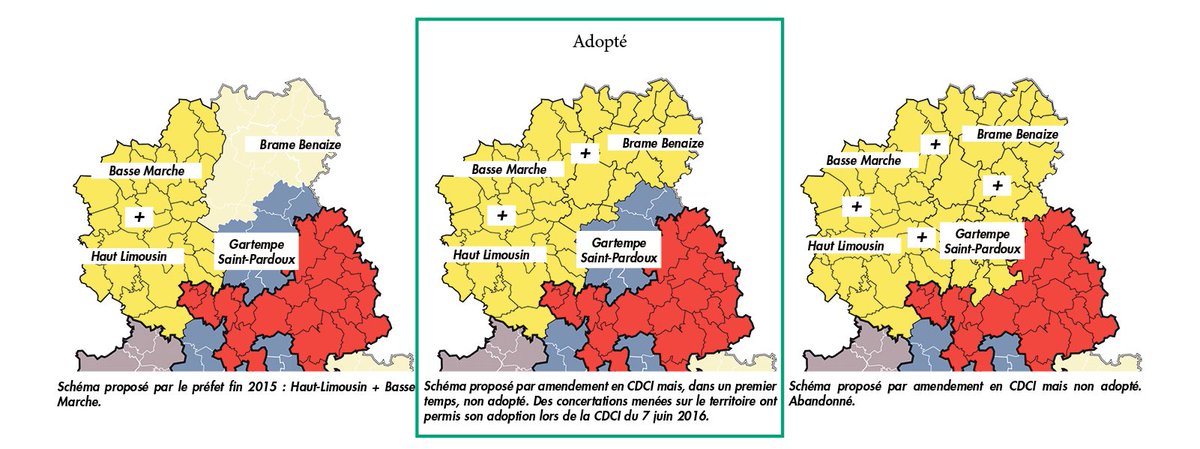 #RéformeTerritoriale <a href="/Prefet87/">Préfet de la Haute-Vienne</a> a mené des concertations dans le nord #HauteVienne -> rapprochement à 3 confirmé.
