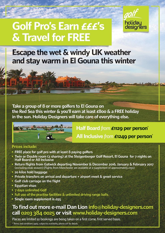 Golf Pro’s Earn £££’s &amp; Travel for FREE 
info@holiday-designers.com
#ElGouna 
#HolidayDesigners
#GolfPro