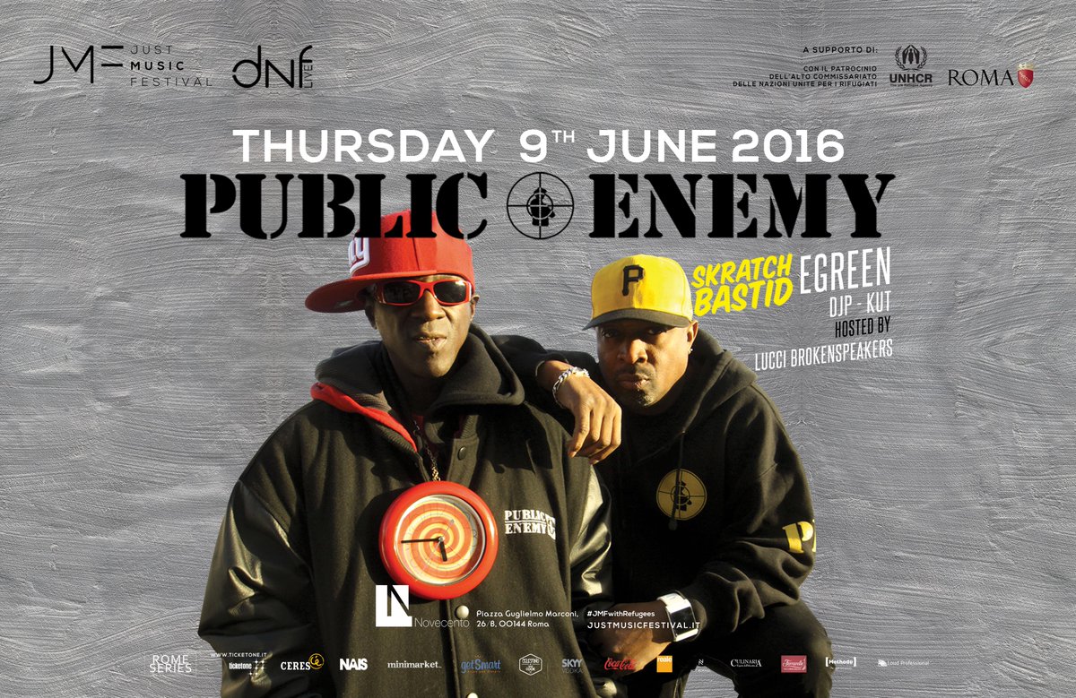 JUSTMFESTIVAL's tweet photo. #RomeSeries today 9.06.2016 PUBLIC ENEMY live@SPAZIO900 +@SkratchBastid +Egreen+Lucci #JMF #DnfLive https://t.co/1xIud9BUEM
