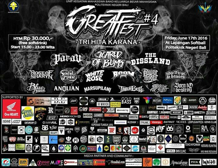 GREATFEST#4 TRI HITA KARANA <a href="/The_Dissland/">The_Dissland</a> <a href="/SCAREDOFBUMS_/">Scared Of Bums</a> <a href="/Parau666/">Parau Official</a> <a href="/ROS_Bali/">Rose Of Sharyn</a> <a href="/whiterosebali/">White Rose</a> <a href="/ROOM401_bali/">ROOM [ 401 ]</a> DLL.
