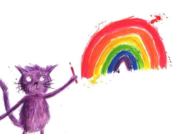 Minxy cat the artist #illustration #ChildrenBooks #childrensillustration #youngaudience #cats #rainbows #newquay
