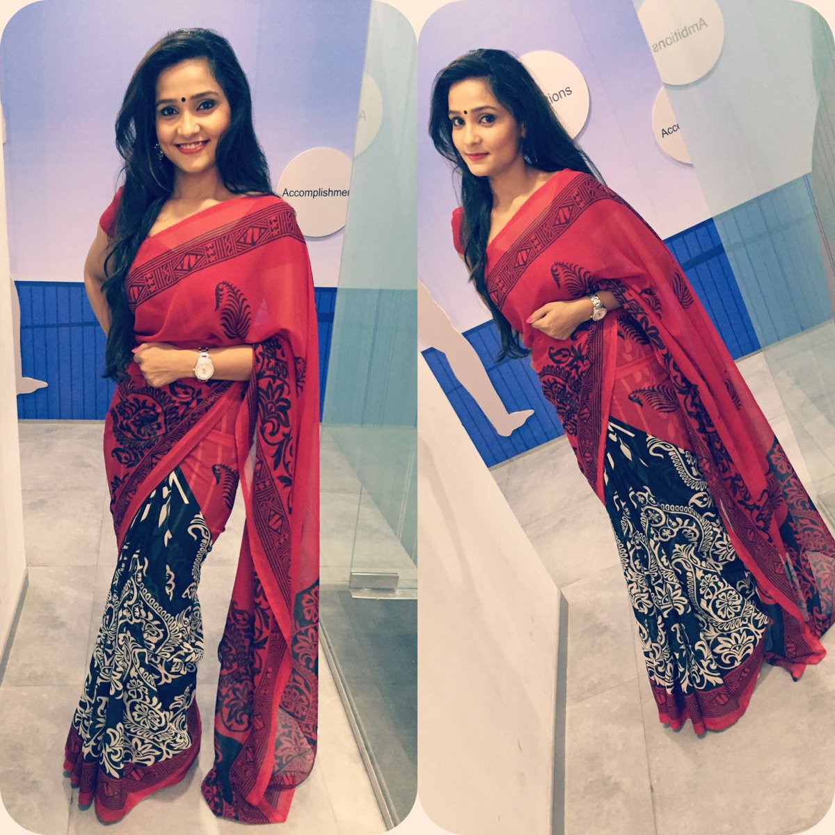 AnchorSonal's tweet photo. Ready for the elegant georgette sarees shoot @shopatnaaptol Bring it on https://t.co/O6QpnKFAP2