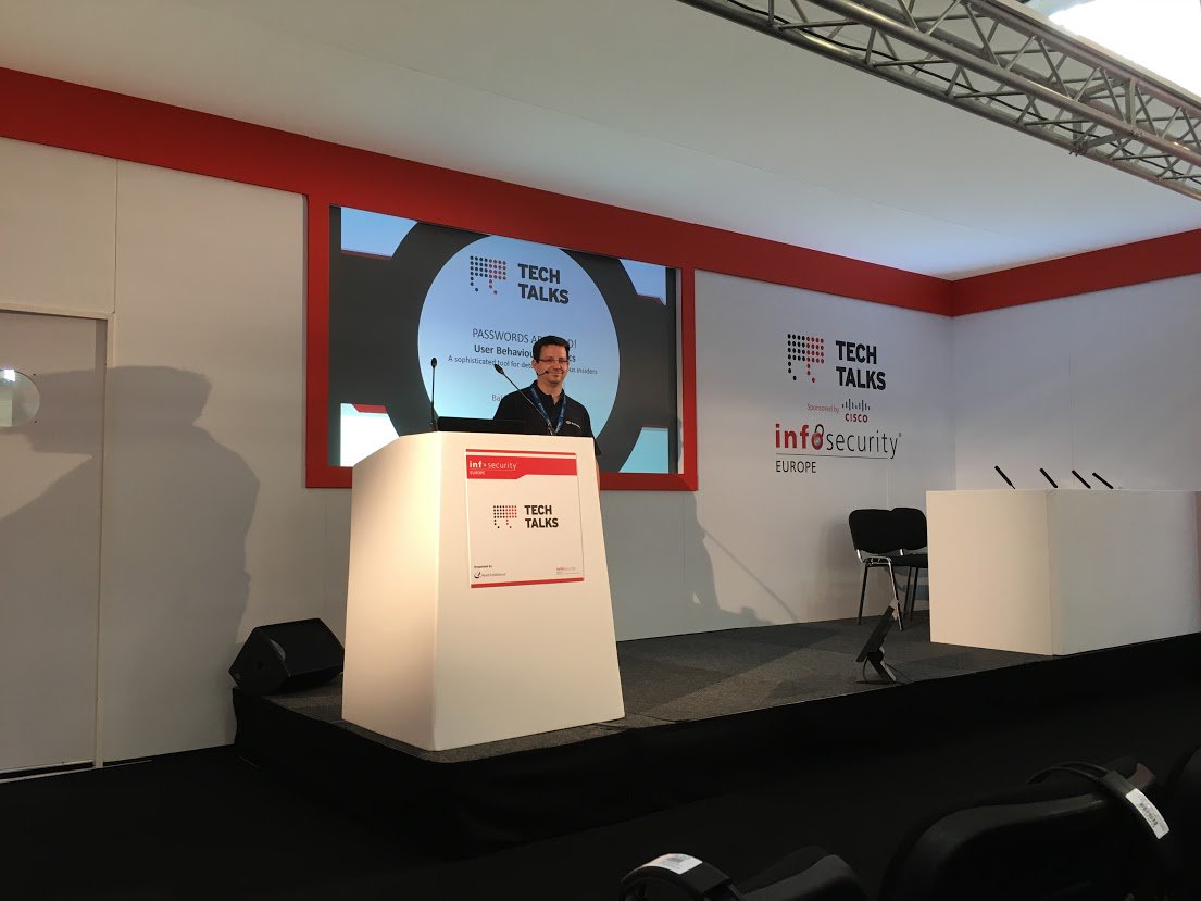balabit's tweet photo. @Bazsi771 on the #Techtalks stage at #infosec16. Read more abt #PwdRIP here: https://t.co/SlN7QoXXTq https://t.co/M3nVOk8P1t