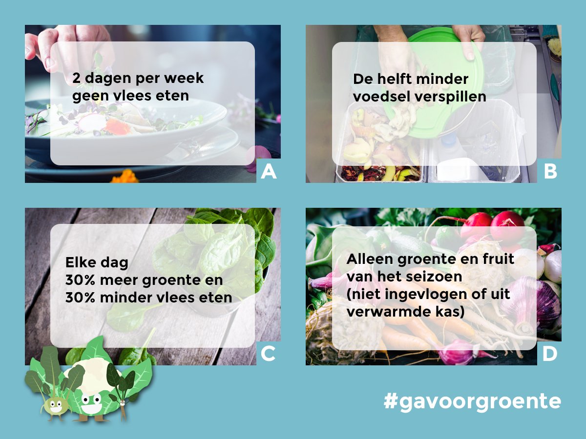 #Quiz! Welke van deze #klimaatklappers levert denk je de grootste #CO2 besparing en milieuwinst op? A, B, C of D?