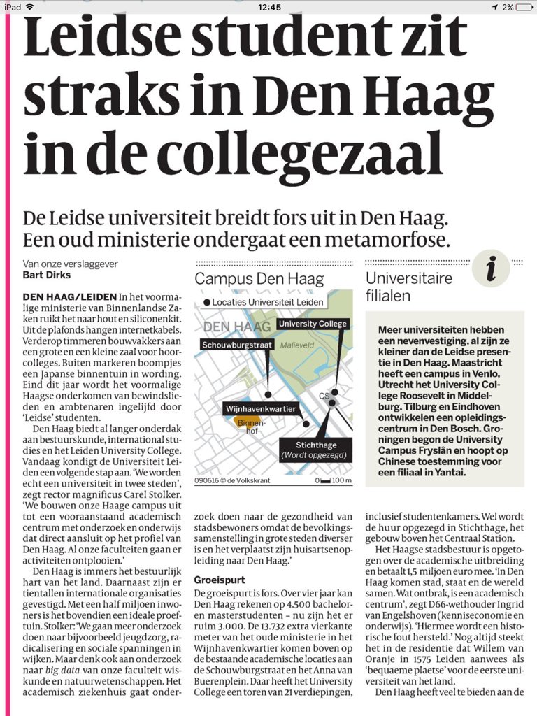 D66DenHaag's tweet photo. Mooi nieuws: universiteit Leiden breidt enorm uit in Den Haag #studentenstad #D66 @volkskrant https://t.co/vk042t1YQ2