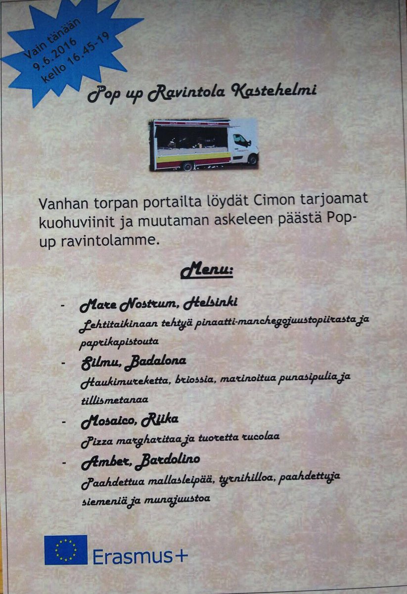 BadalonesCicles's tweet photo. Avui estem a #Helsinki al #Vocational Education EU #Erasmusplus Summerdays '16 tancant el projecte Pop-up Restaurant https://t.co/EchQ8FUJfU
