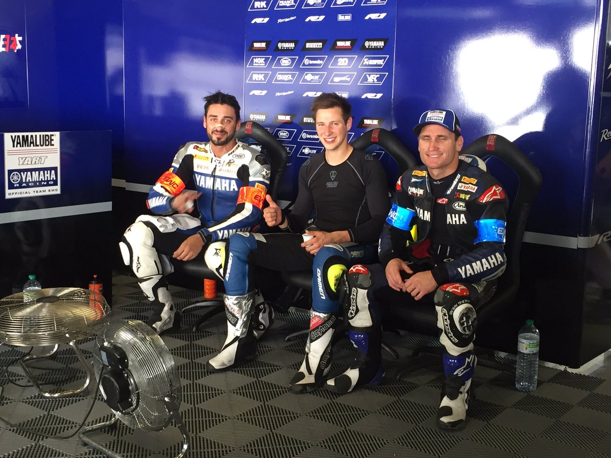 #YART boys <a href="/Isilva22/">Iván Silva #22</a> newcomer <a href="/MarvinFritz7/">Marvin Fritz</a> &amp; <a href="/BrocParkes/">Broc Parkes</a> are fully ready for quali #12horasdeportimao #FIMEWC