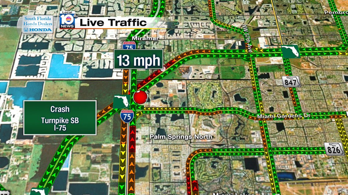 Crash on Turnpike SB & I-75 #TRAFFIC #MIAMI https://t.co/UKUogliUOB