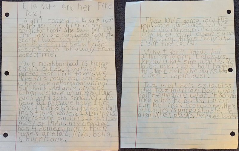 Evarance's tweet photo. Creative writing paper written by Brianna Vincent, age 10. Inspired after reading #evaranc… https://t.co/LGszLg66HB https://t.co/N6ygEZGWVR
