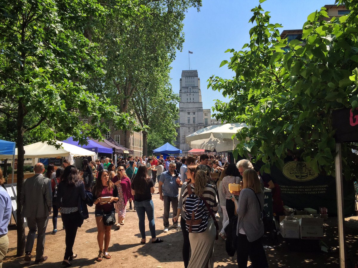 SOAS's tweet photo. Gloriously sunny &amp; busy @Londonfarmers outside SOAS today #bloomsbury https://t.co/EXFvBos0PQ