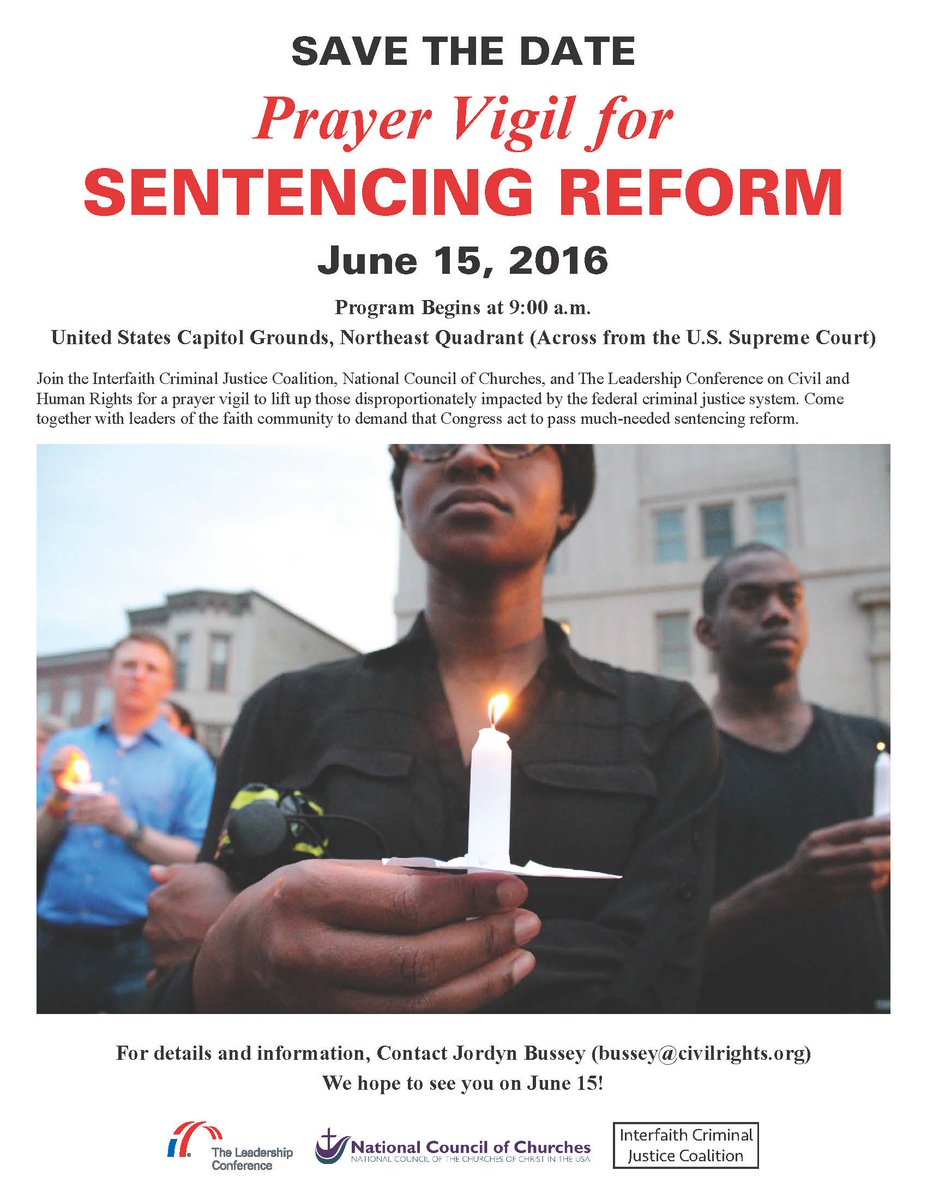 prisonfellowshp's tweet image. Join @craigderoche the D.C. prayer vigil for sentencing reform on June 15th to pray about restoring our #cjsystem