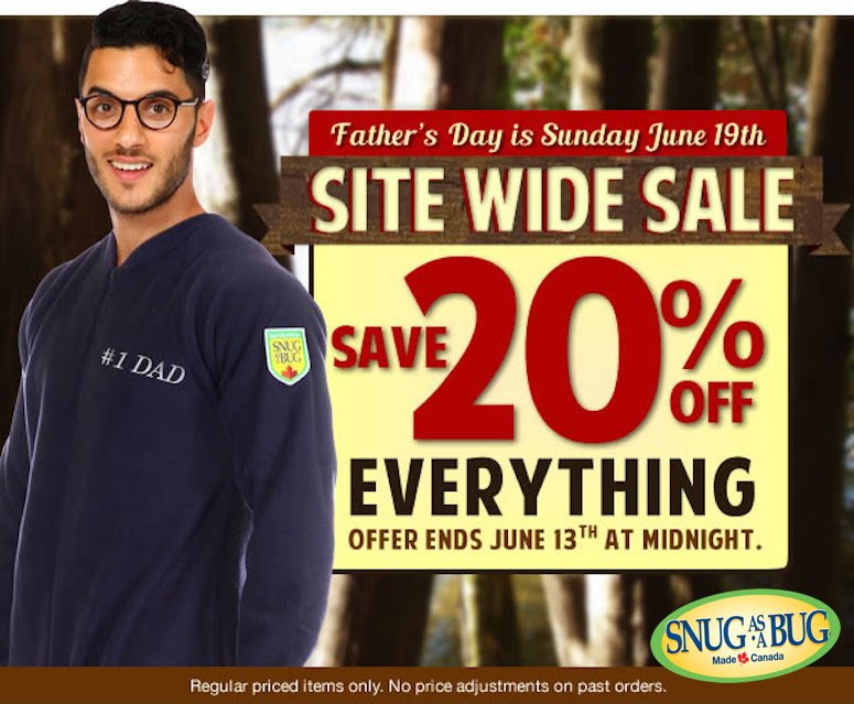 Snug_As_A_Bug's tweet photo. Just in time for #fathersday! 20% OFF SITE WIDE! https://t.co/RaJkmw3aG2 #snugasabug #onesies #pajamas #madeincanada https://t.co/09Ut0zm7f8