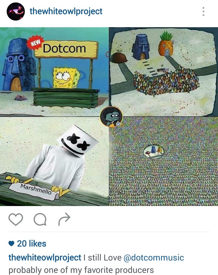 HoaxHoneyyOwl24's tweet photo. We still love @iamDOTCOM still one of our favorite producers @marshmellomusic ;) #mellogang #dotcom #fireproducers https://t.co/Cq7Twpr7c2