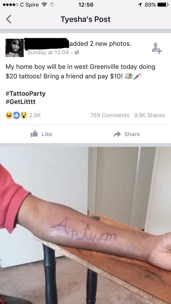 CowboyCharm's tweet photo. Can I pay "home boy" to stop doing shitty tattoos? https://t.co/nYdR11fcuH