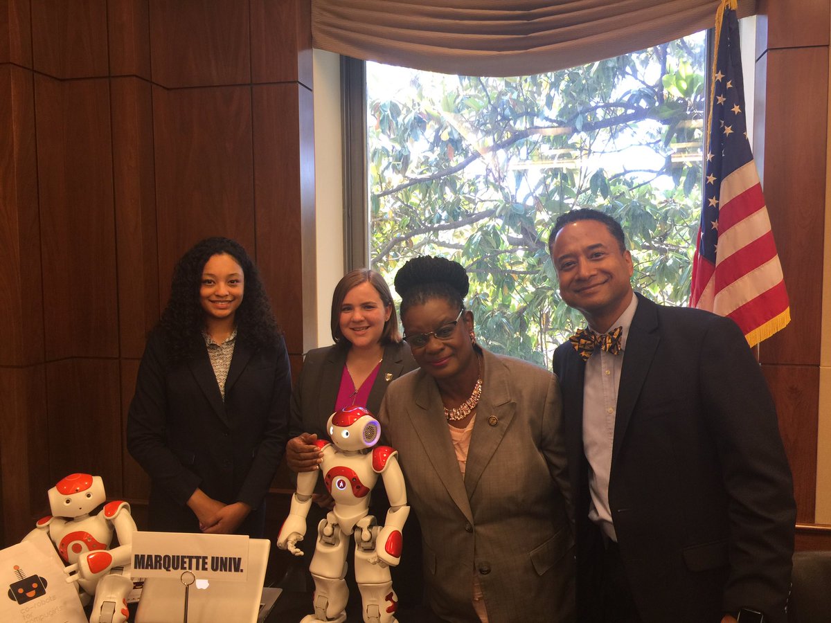 <a href="/MarquetteU/">Marquette University</a> alum <a href="/RepGwenMoore/">Rep. Gwen Moore</a> came by to see <a href="/heirlab/">HEIR Lab</a> project for girls in STEM &amp; our future technology workforce