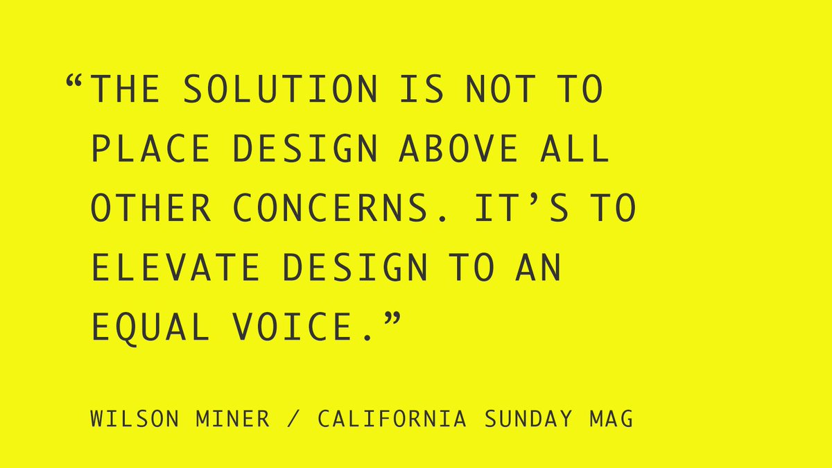 HiredPodcast's tweet photo. “The solution is not to place design above all other…” https://t.co/fSbqIDMrMg @wilsonminer https://t.co/cPLlFsBg0j