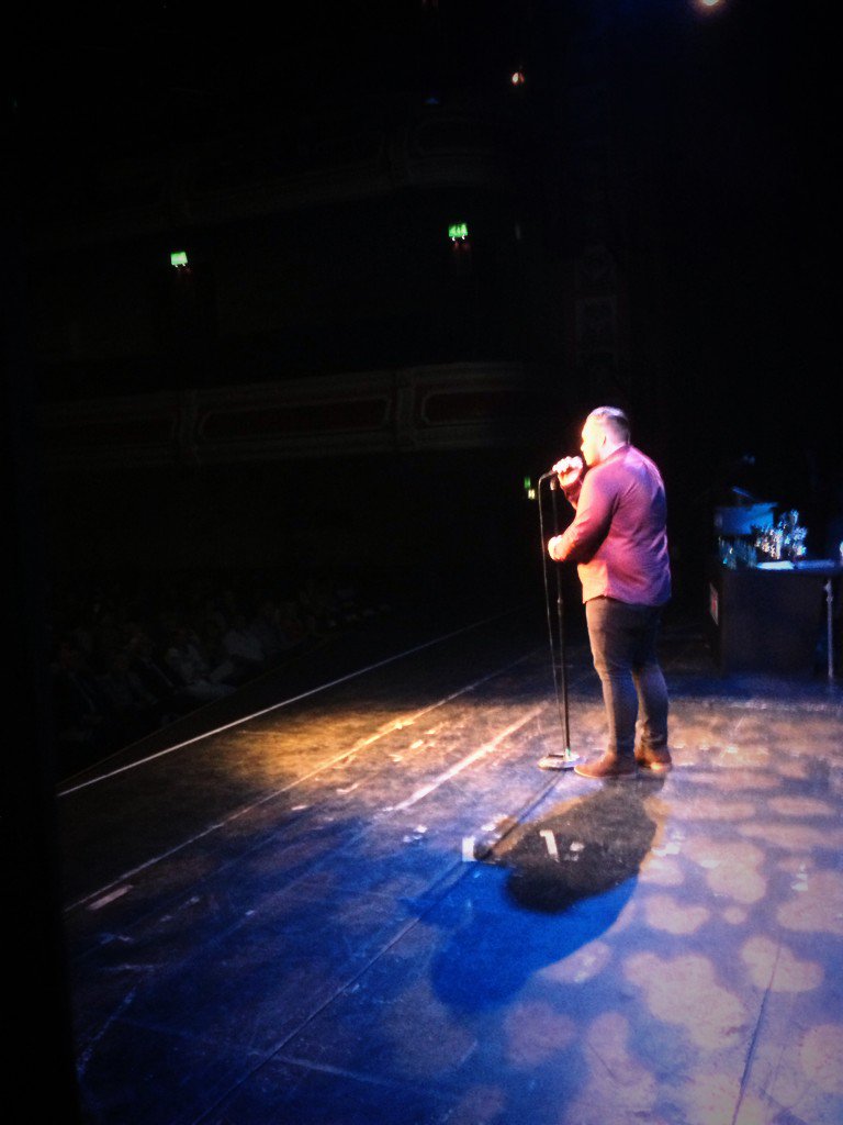 CalderdaleCol's tweet photo. L3 Music student, Kyle Mather entertaining the crowd @CalderdaleCol #StudentAwards16! #Inspirational #amazingvoice https://t.co/pm8QG2wYCR