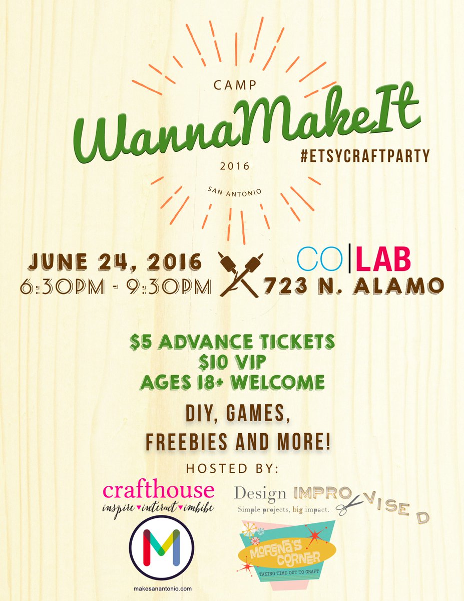 MakeSanAntonio's tweet photo. Join our #EtsyCraftParty w/ @VictoriaOscari @dimprovised &amp; @MorenasCorner. More: https://t.co/yJURqhihgV https://t.co/dQLczxr9ck