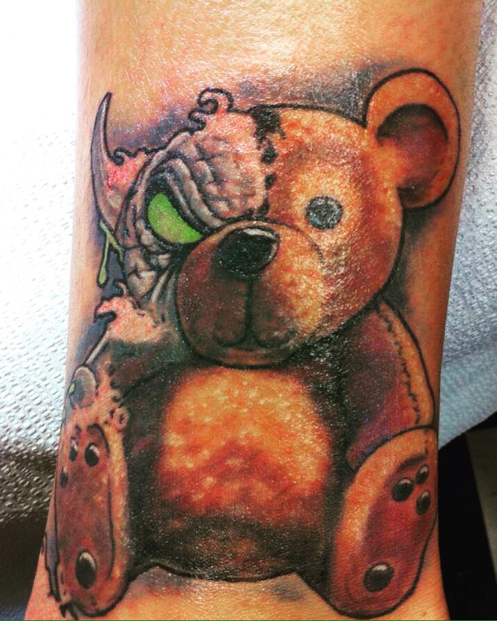 Gangster teddy bear by Steven Panik ink addiction in michigan  rtattoos