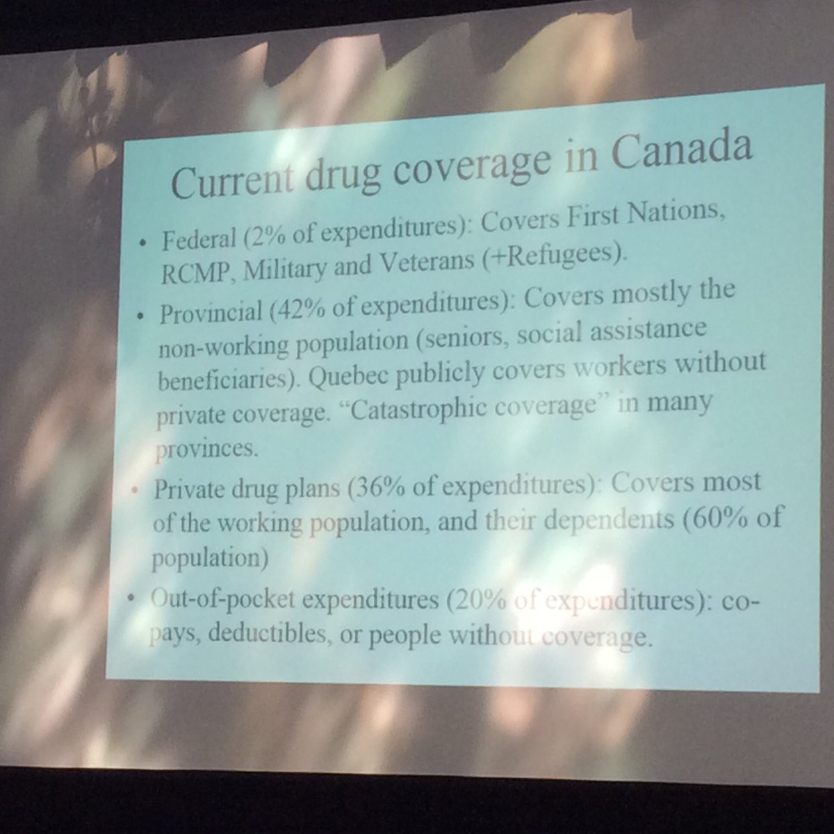 MEHogan1's tweet photo. Drug coverage in Canada &amp; how we compare for public funding @MA_Gagnon #grip16 https://t.co/Fg2nTdheYu