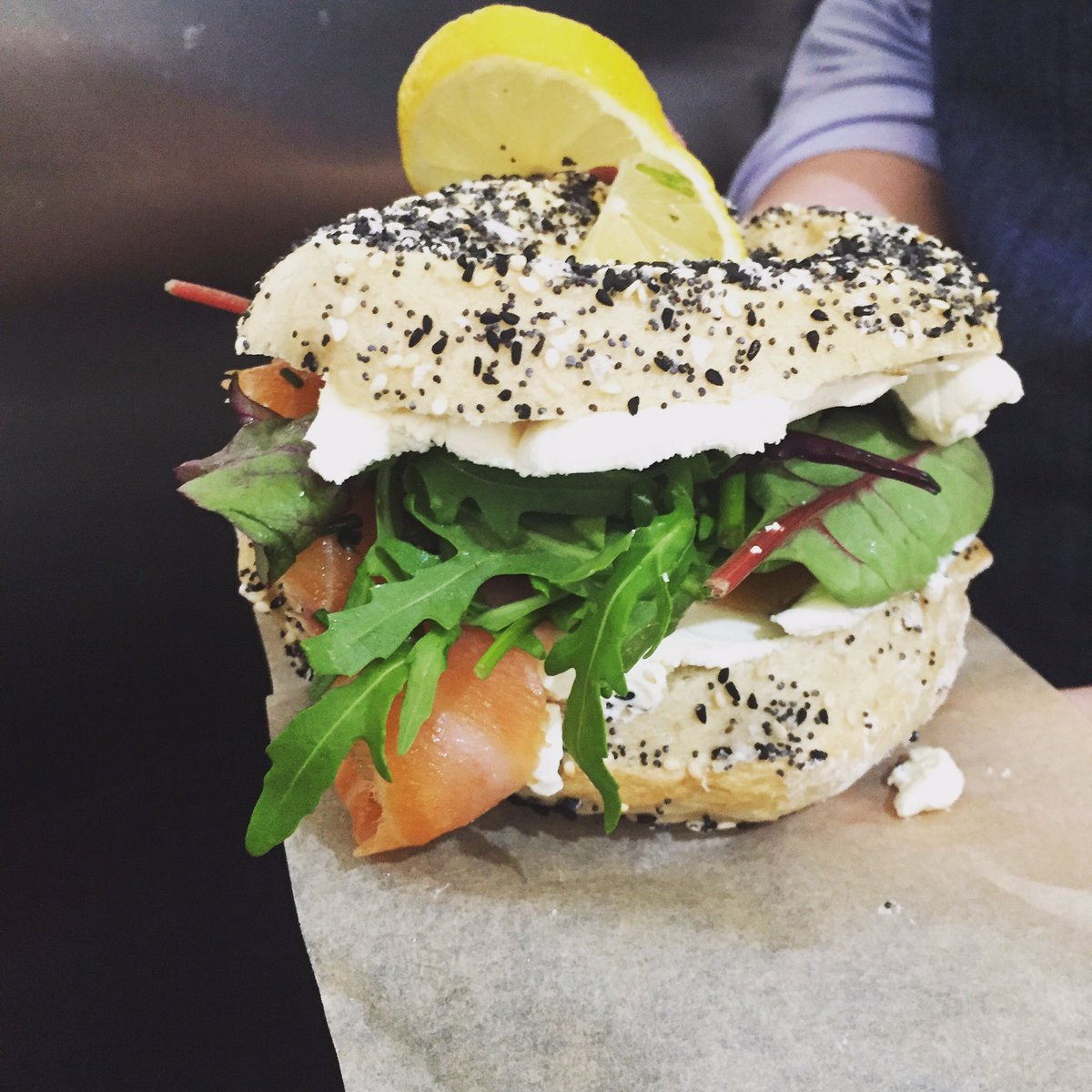 Our salmon & cream cheese bagel.. #donetherightway #bakery #Bristol