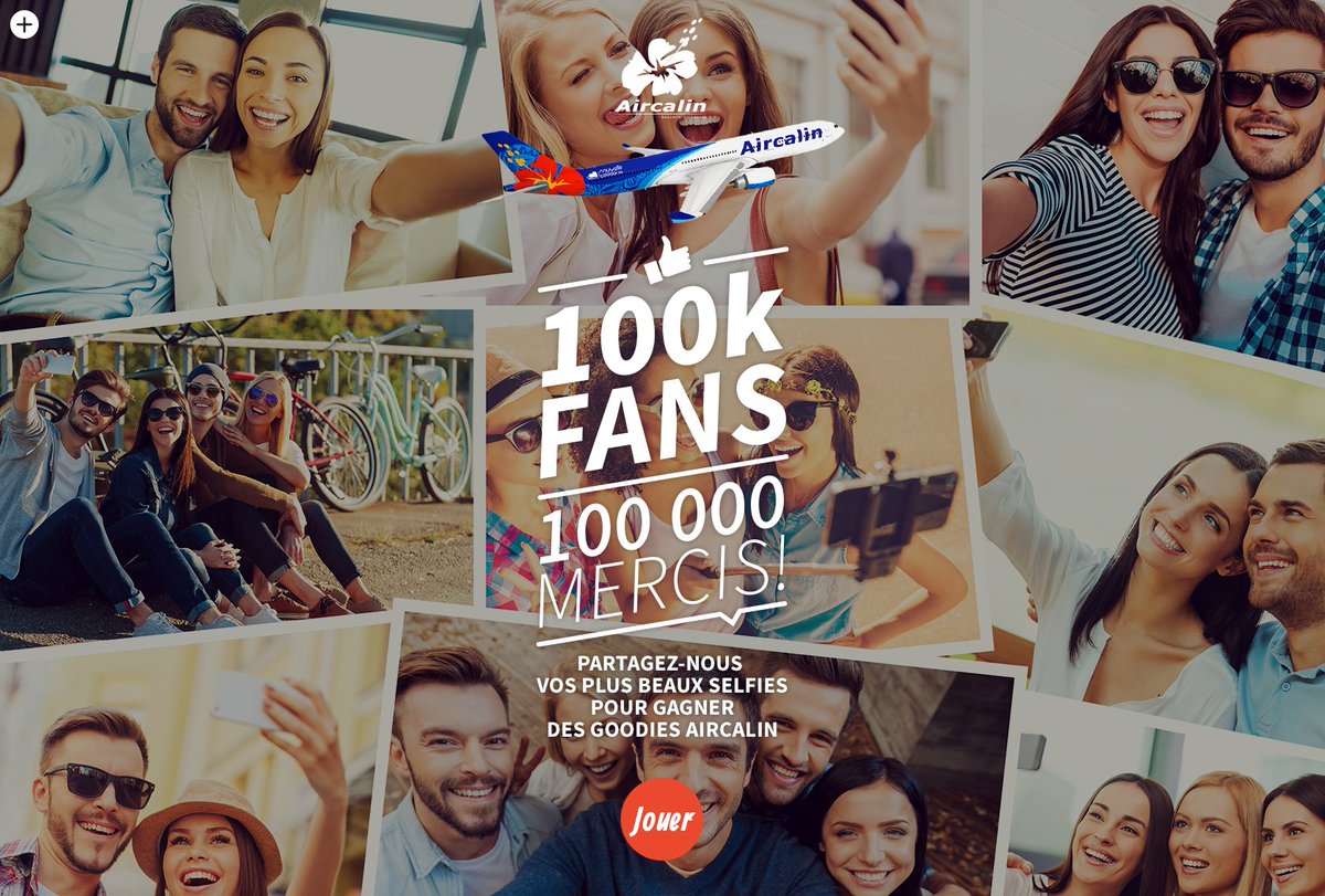 100 000 fans ! Tentez de gagner 2 billets A/R en Nouvelle-Zélande, grâce à votre selfie ! aircalin100k.com/nc/index.php