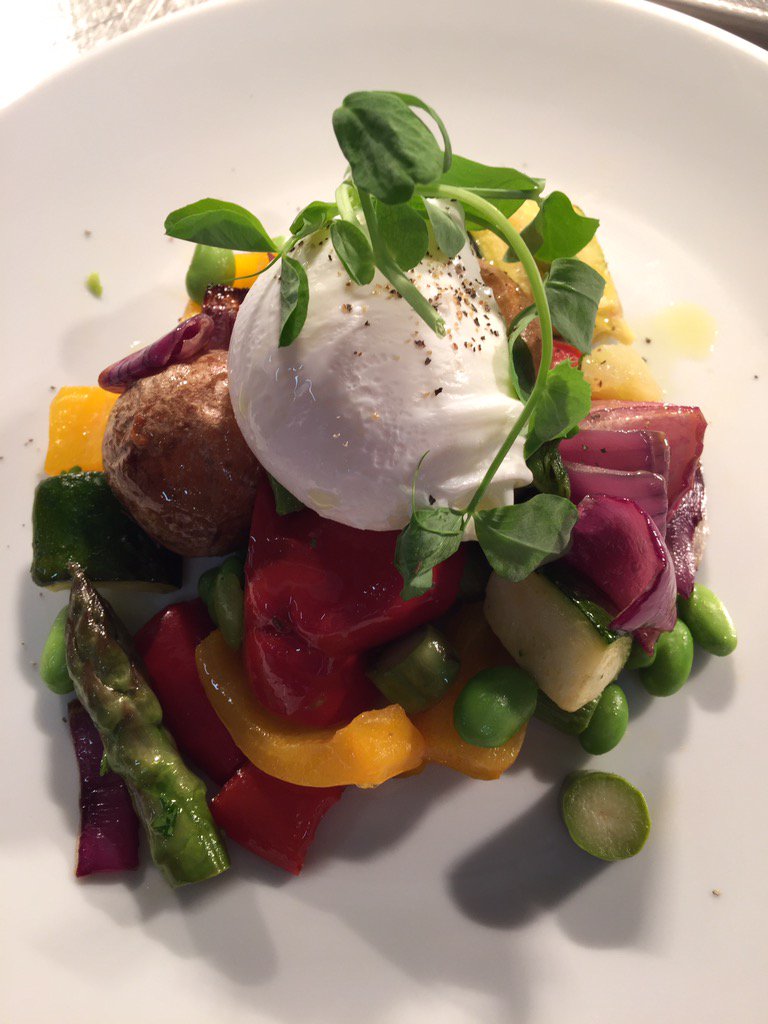 Dan's summer vegetable hash topped with a poached egg @elioruk #eliorfoodie#teamelior #healthylunchatwork