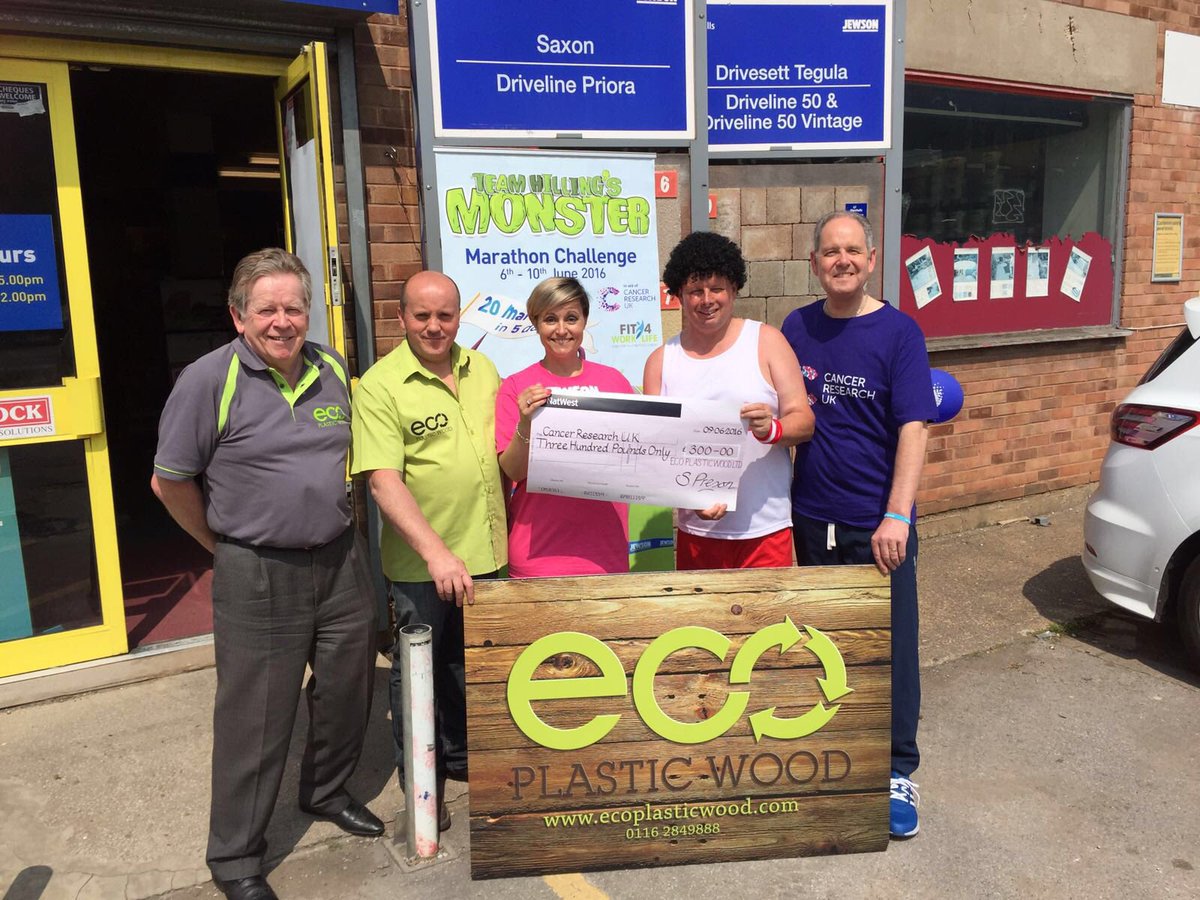 Thank you to Eco Plastic Wood <a href="/ecoplasticwood/">Eco Plastic Wood</a> <a href="/CR_UK/">Cancer Research UK</a> <a href="/HillingsM/">Monster Marathon</a>