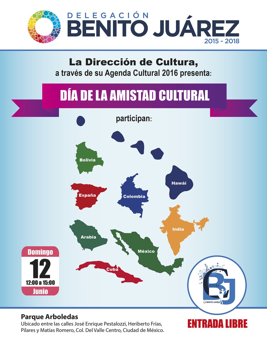 "DÍA DE LA AMISTAD CULTURAL"
Los esperamos en Parque Pilares el domingo 12 de junio de 12:00 a 15:00 horas.
