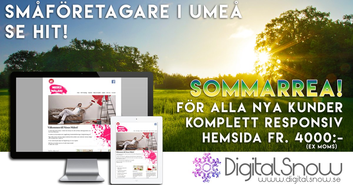 DigitalSnow_SE's tweet photo. SommarRea på bl.a. #hemsidor, #fotografering &amp; #design! Få kostnadsfri offert på https://t.co/j3HFsx9rnY! #Umeå #UX https://t.co/UXRlUGspJw