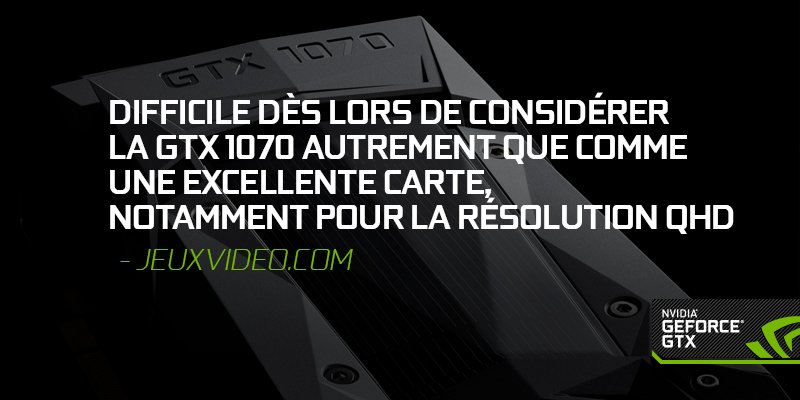NVIDIAGeForceFR's tweet photo. Découvrez le test de @JVCom sur la GeForce #GTX1070 ! Mise en vente demain 15h !
Click ->
https://t.co/OVGwnoLWs4 https://t.co/pFpPJoJPxD